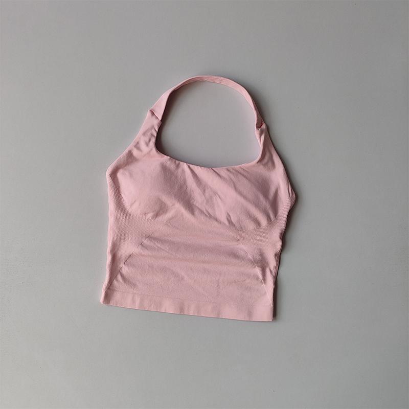 Neck Halter Shockproof Sport Longline Strappy Top Halterneck Vest Gym Support Yoga Gym Workout Seamless  Fitness Sport Bra