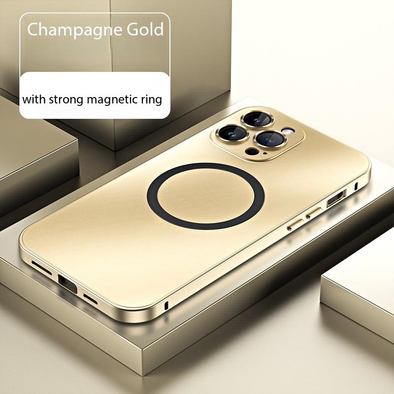 Metal frame with magnetic Magsafe snap design, made of alloy aluminum, specially designed for Apple/iPhone 17/16/15/14/13/12 Pro Max Plus, with shockproof function. Ultra-thin phone case, fully covers lens protection, compatible with wireless charging, an