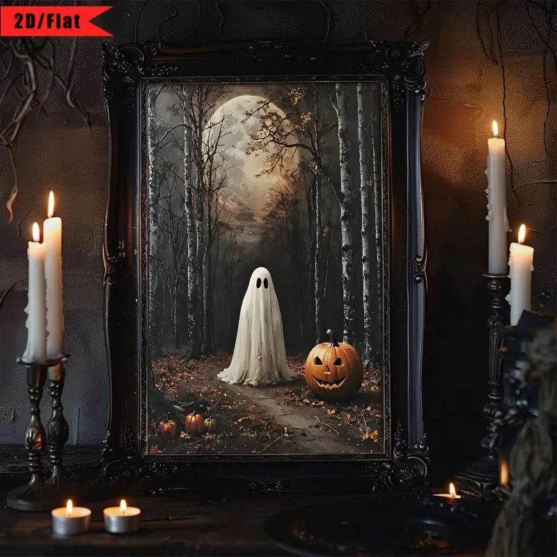 2D Flat, 2D/Flat, 1pc,  Ghosts in The Forest, Ghost Art Prints, Witchcraft, Witch'S Room Posters, Gothic Retro Halloween Art Canvas Art Decorations, Wall Art Decoration Posters, Movie Posters, Art Photography, Office Decorations