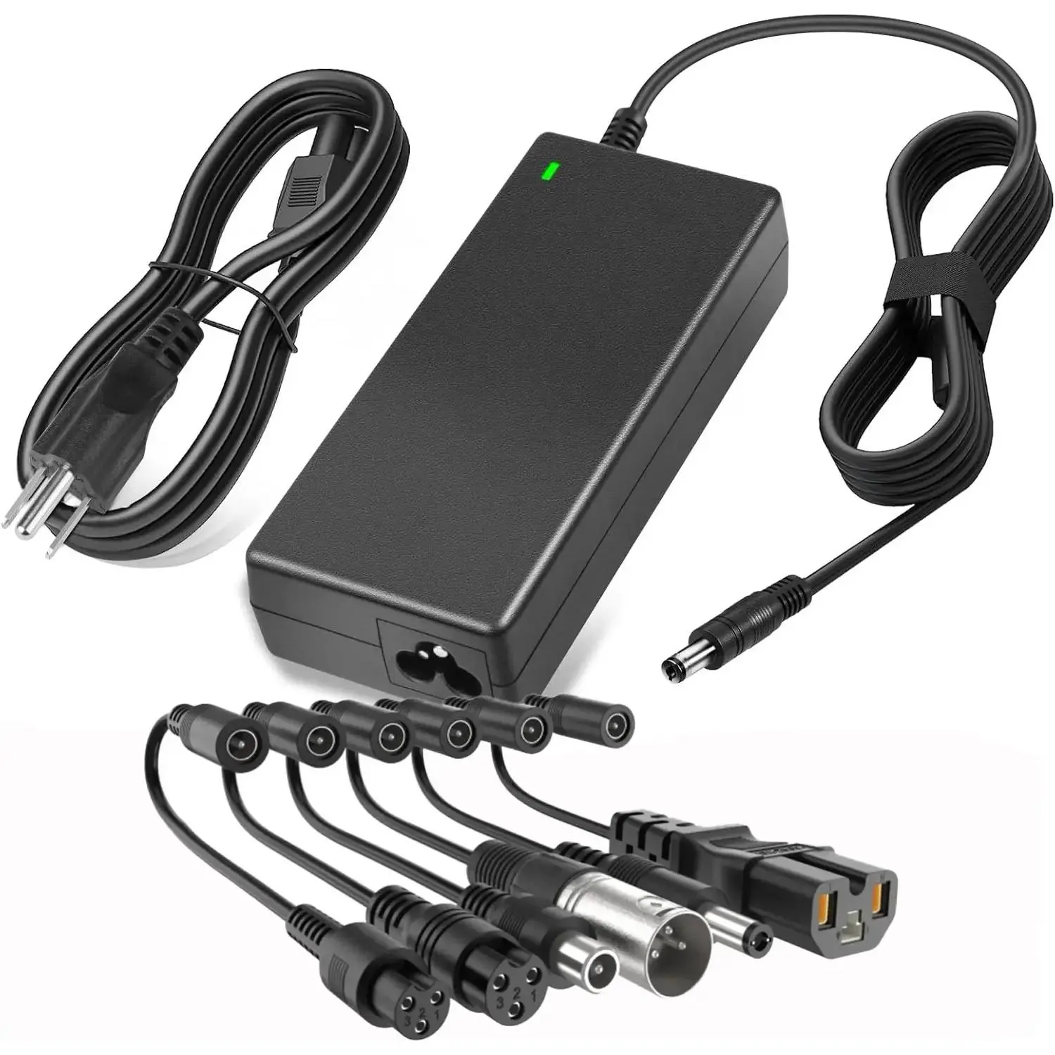 Electric Scooter Charger - Universal 42V 2A Replacement Power Adapter with Multiple Adapters, 7 Interchangeable Tips for 36V Lithium Battery Packs