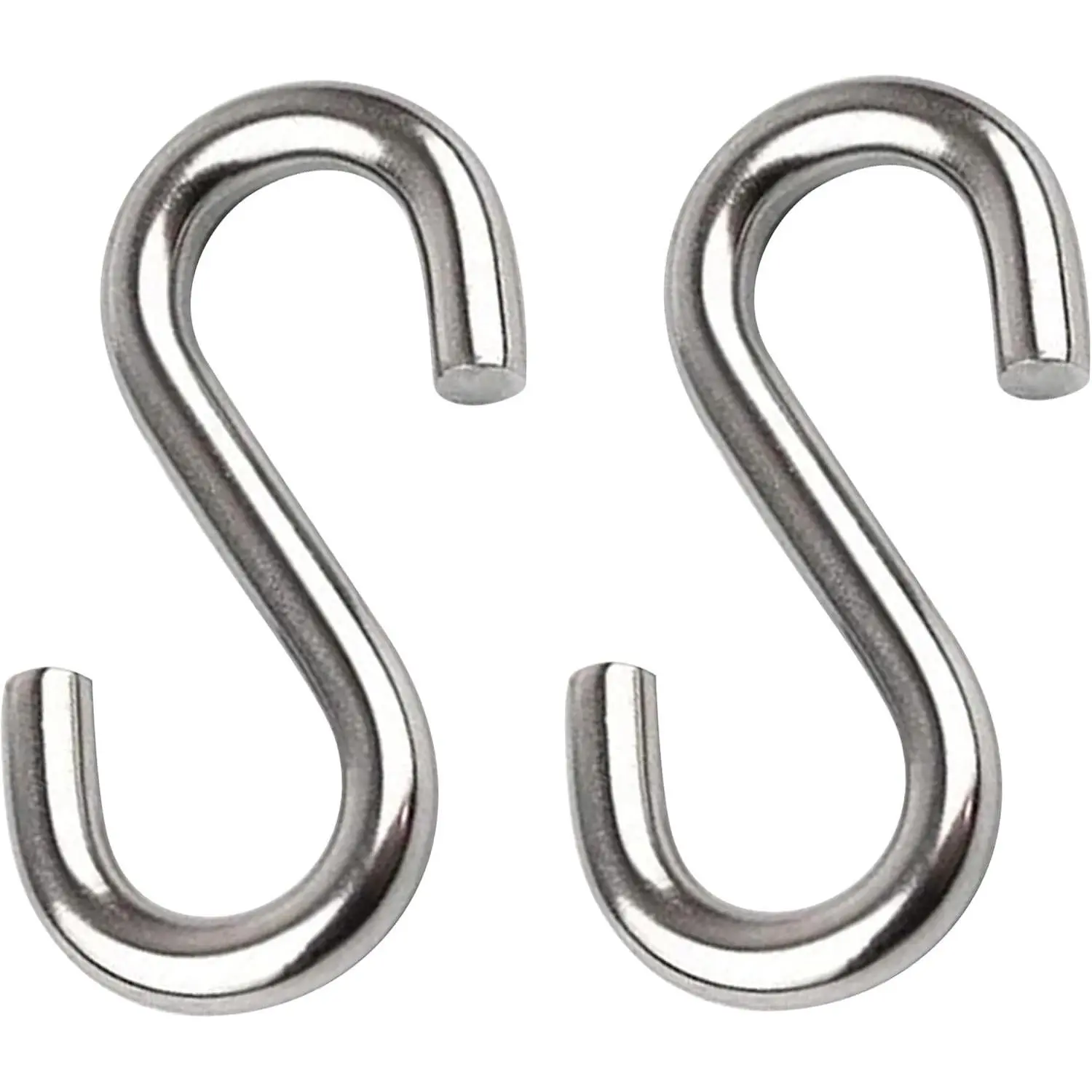 2 Pack 3.3-Inch Heavy Duty S Hooks - 304 Stainless Steel Swing Hammock Hooks with Maximum Load Capacity 557 lbs