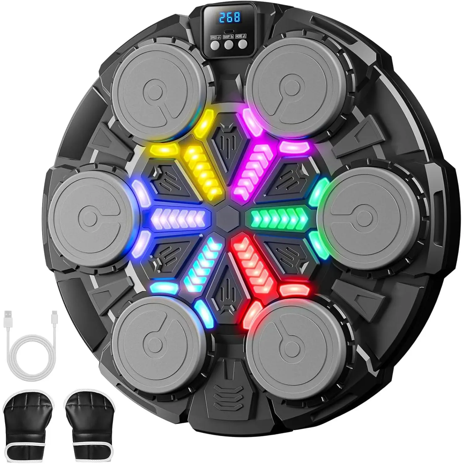 Upgraded  Punching Machine for  and Adults, Wall Boxing Punching Pad with  & Rhythm Lights, 3 Speed Modes,  Fitness Boxing Equipment with Gloves for Boys Girls Teenagers