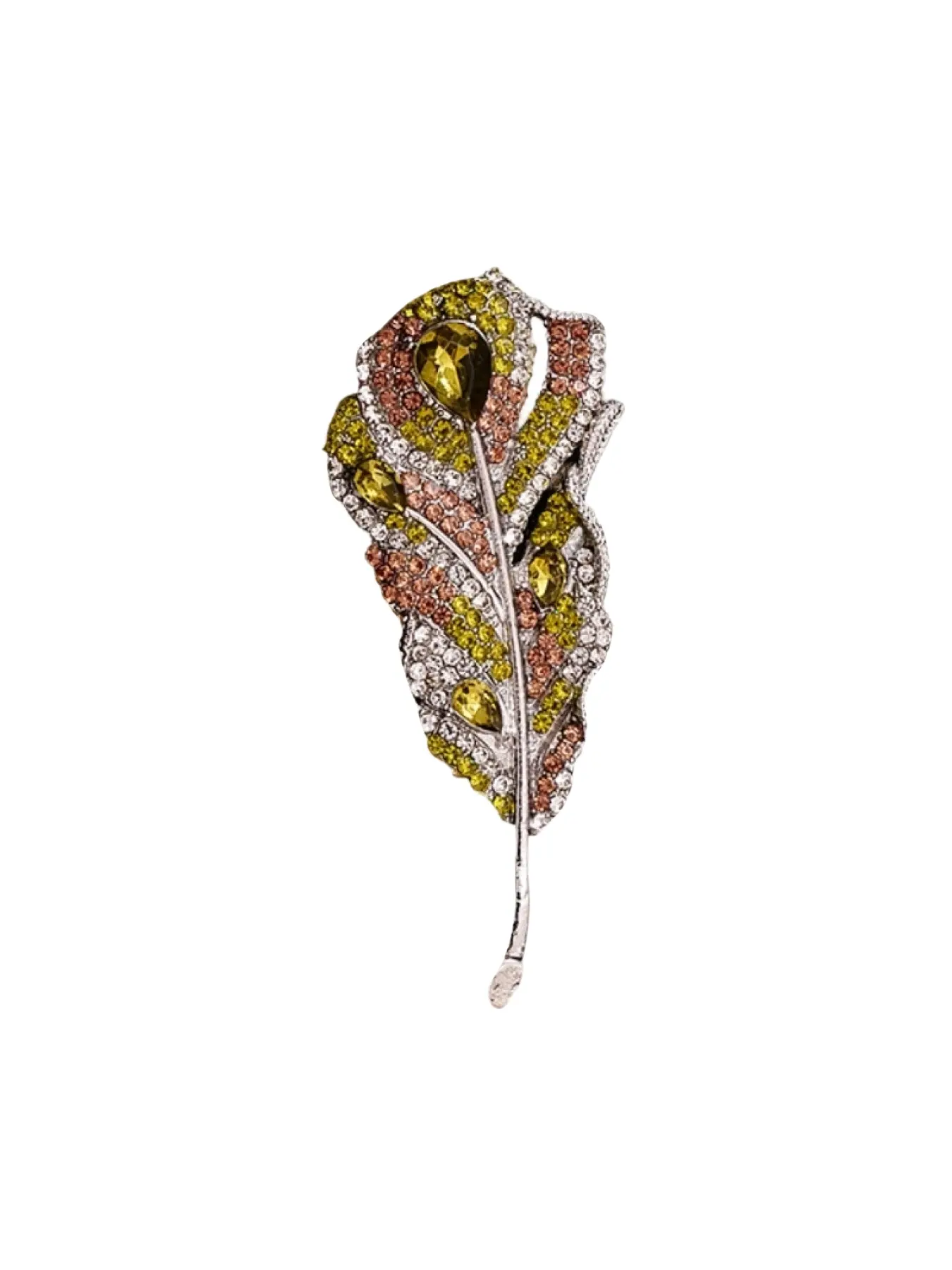 Elegant Rhinestone Feather Brooch Pin for Women, Luxury-Inspired Alloy Lapel Pin, Fashion Jewelry Accessory
