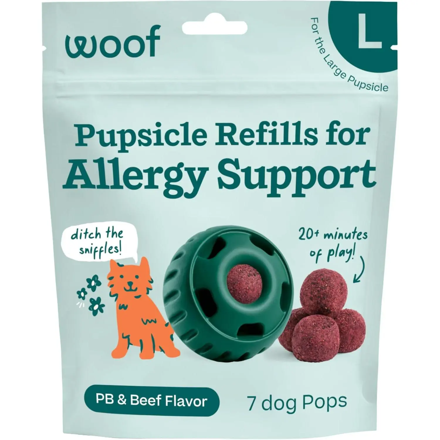 Pupsicle Refill Pops for Allergy Support for Dogs - Allergy Dog Treats for the Pupsicle Toy to Support Your Dog’s Natural Immune Defenses - Large Pops - 7 Count