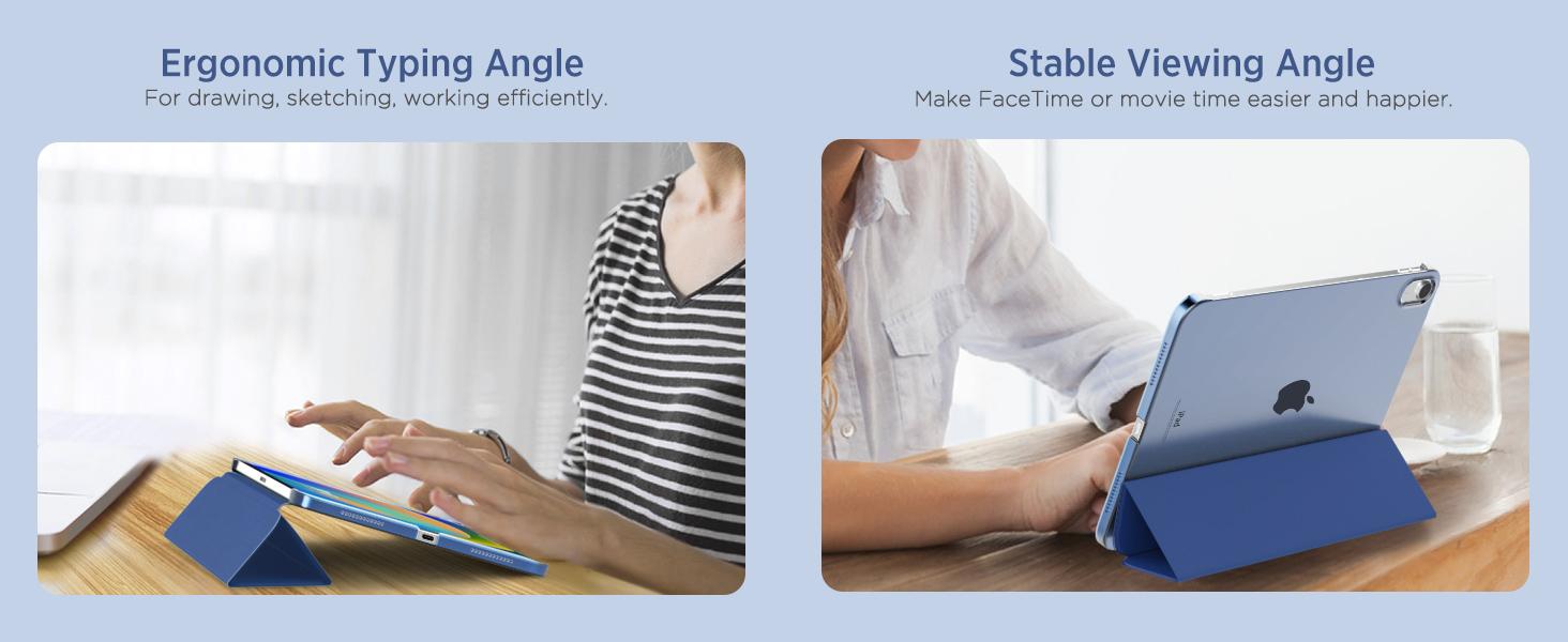 iPad (A16) 11th Generation Case 11 Inch 2025, iPad 10th Generation Case 10.9 Inch 2022, Slim Stand Hard PC Translucent Back Shell Smart Cover, Support Touch ID, Auto Wake/Sleep, Navy Blue