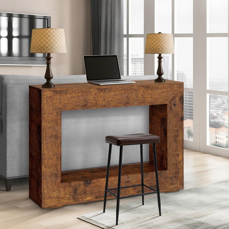 47" Entryway Console Table, Farmhouse Narrow Sofa Table with Storage Shelf, Modern Farmhouse Industrial Accent Table for Living Room Hallway Foyer