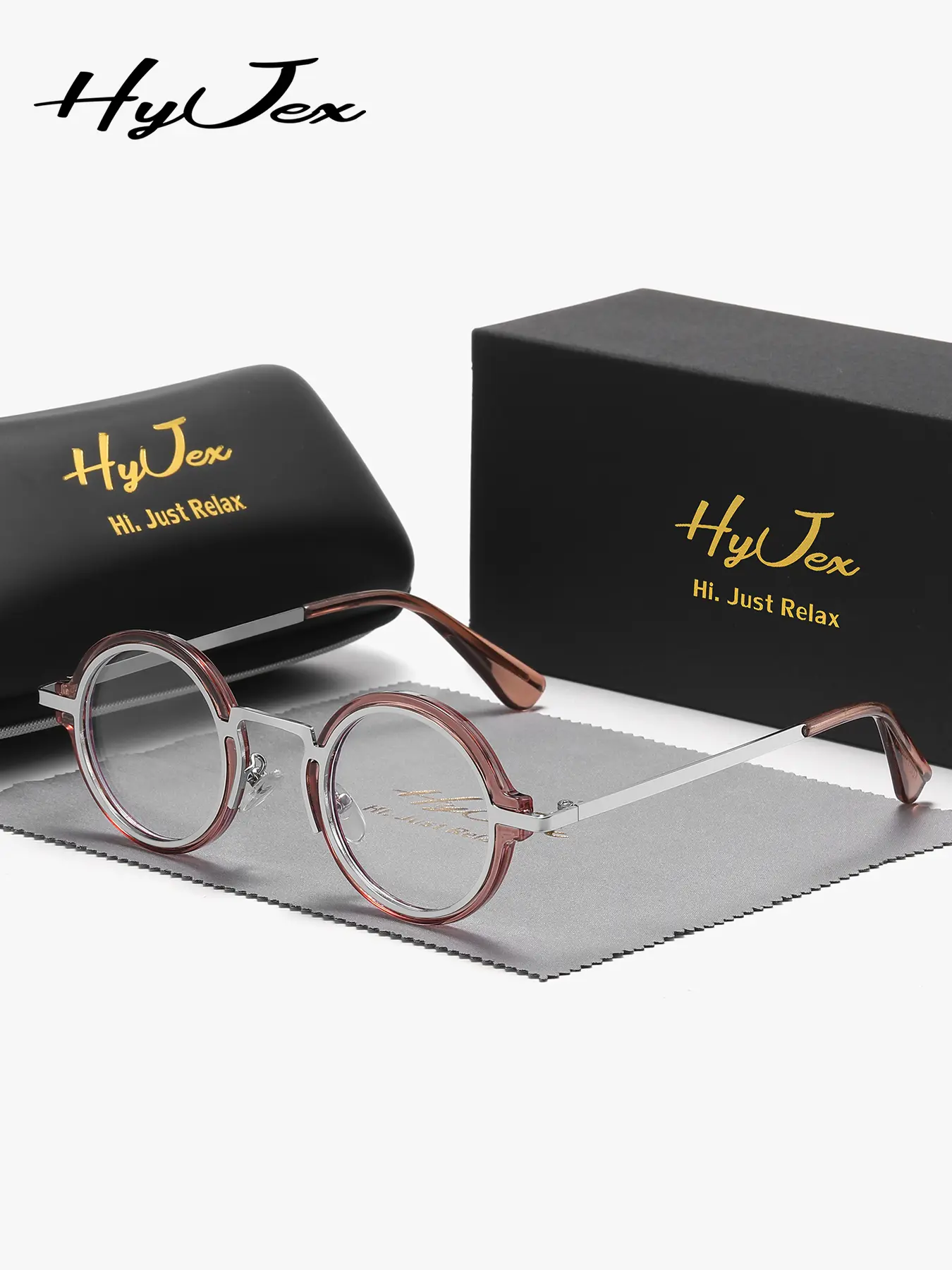 HyJex 1 Piece Unisex Fashion Forward Full Frame Plaon Glasses Modern Interpretation Round Frame Plaon Glasses