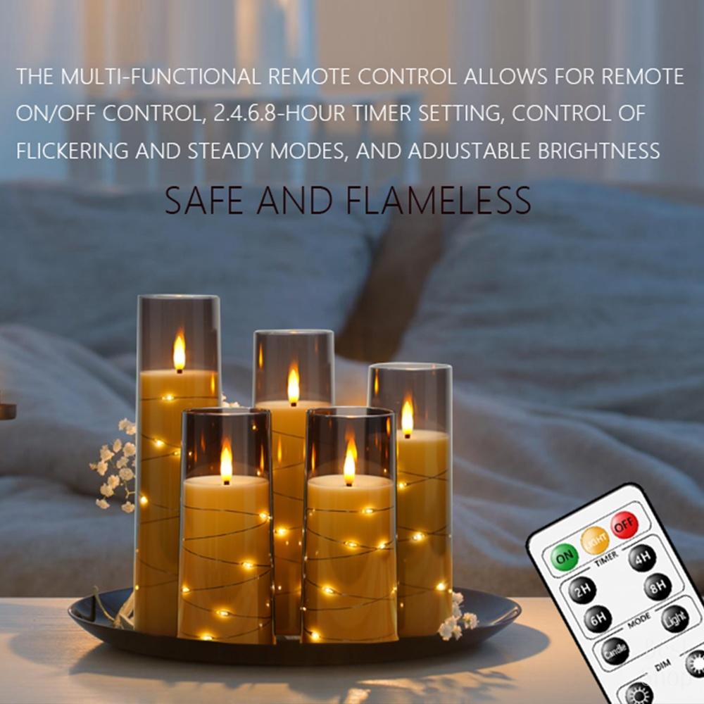 5pcs Flameless LED Candles with Embedded Star String, Battery Operated Acrylic Pillar Candles with Timer and Remote, Flickering Candles for Romantic Ambiance and Home Decoration Mood Decorative,Valentine's Day, Mother's Day 5pcs Flameless LED Candles with Embedded Star String, Battery Operated Acrylic Pillar Candles with Timer and Remote, Flickering Candles for Romantic Ambiance and Home Decoration Mood Decorative,Valentine's Day, Mother's Day