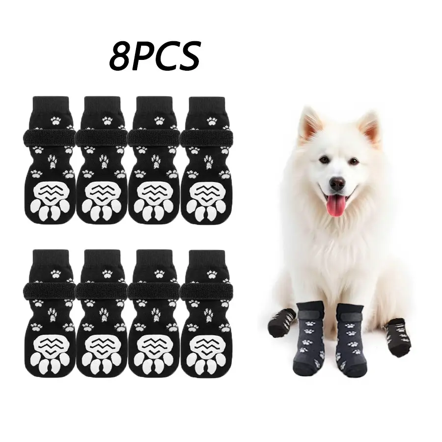 8pcs Non-Slip Pet Socks, Soft Adjustable Paw Protectors, Dog Shoes, Cat Socks, Breathable Outdoor Accessories, for All Sizes
