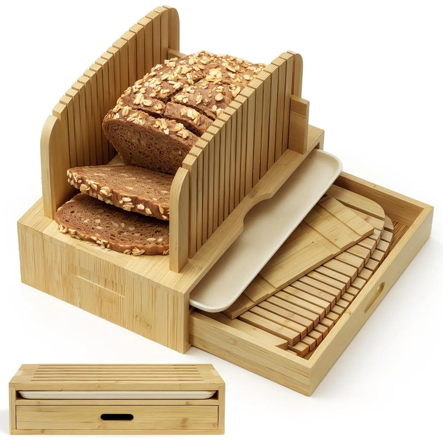 Bread Slicer for Homemade Bread Adjustable Width Slicing Guides, Compact Loaf  for  Slices