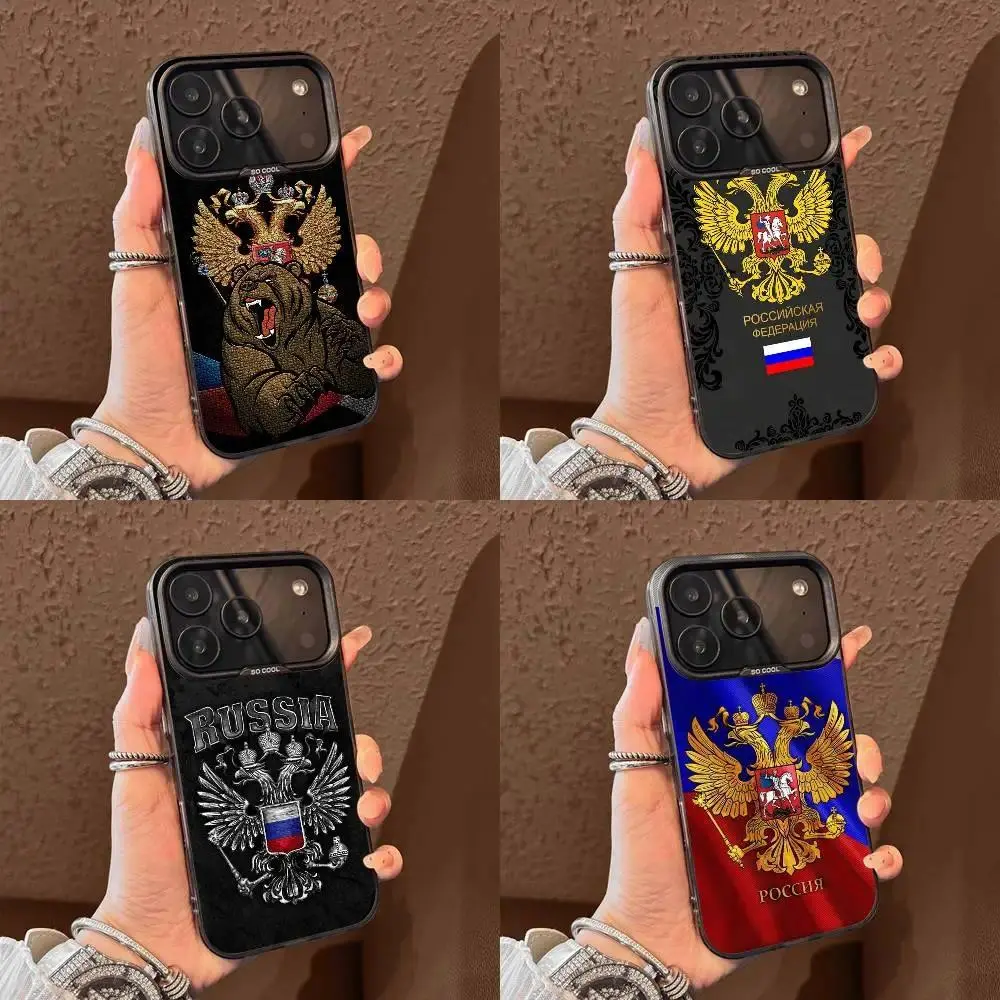 Russia Russian Flag Emblem National Phone Case For iPhone 17 Promax 17e 17 16 15 14 13 12 11 Mini Pro Max Air For Samsung S26 Ultra S25 S24 S23 S22 FE Plus Edge Anti-Fall Transparent shockproof protection TPU Soft silicone Back Cover For Fans Gift