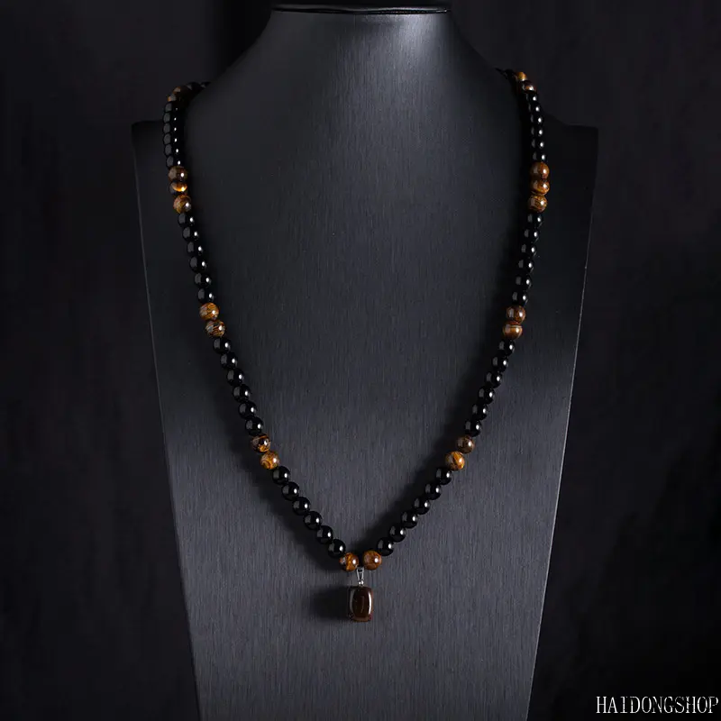 Meadcore Earth Tone Viral Square Tiger Eye Obsidian Green Aventurine Stretch Pendant Necklace For Women, Healing Natural Stone Stack Neck Chain, Boho Retro Accessory For Commuter Travel Daily Styling,Large,Pearl,Saturn,Water,Drop,vintage,cross
