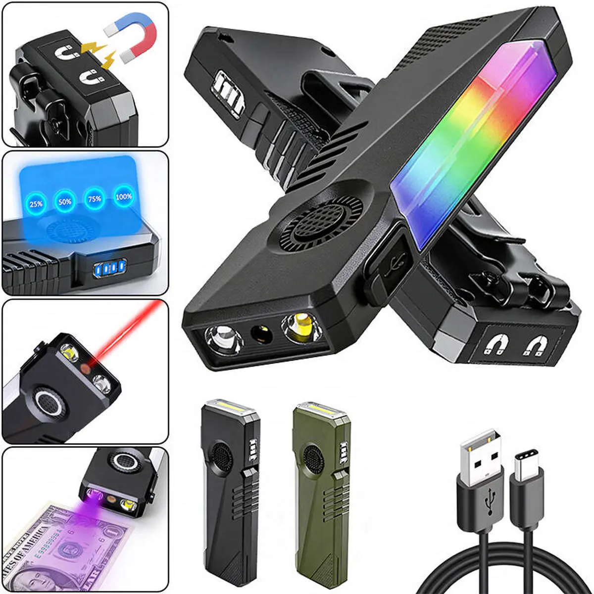[NEW 2026]Narshton K2 Rechargeable Flat EDC Flashlight, 1000 Lumens Tactical Flashlight with UV Light, Dual Switches, Digital Display, Waterproof Pocket Flashlight for Outdoor, Home & Emergency,dorm essentials,home decor,home essentials,camping essentials