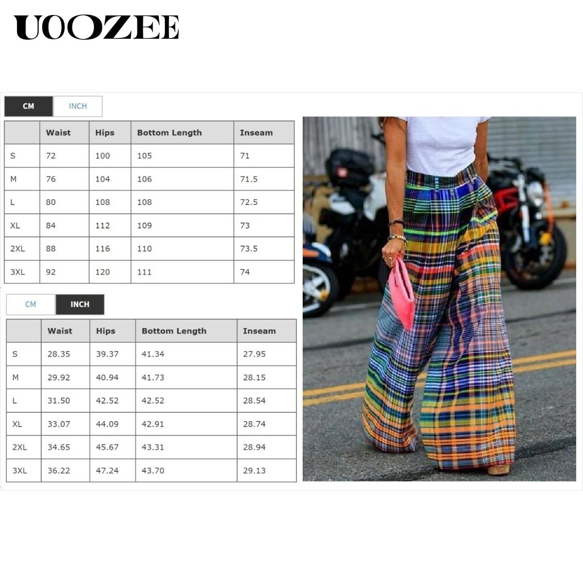 UOOZEE- LIVE Women's Loose Wide Leg Checkerboard Printed Casual Pants Bottoms Pants Baggy Womenswear