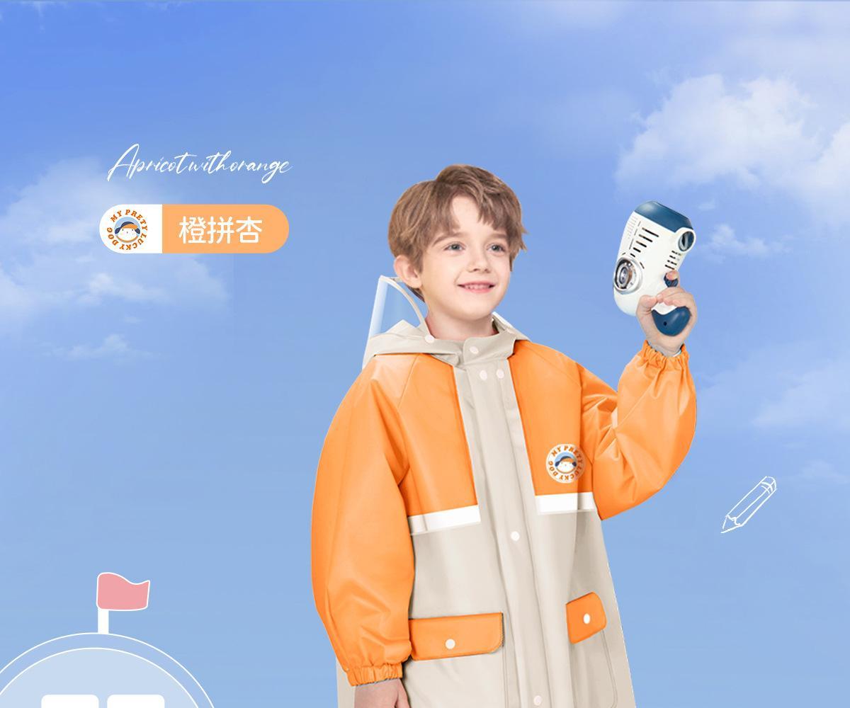 College style kindergarten with backpack, full body waterproof raincoat and raincoat