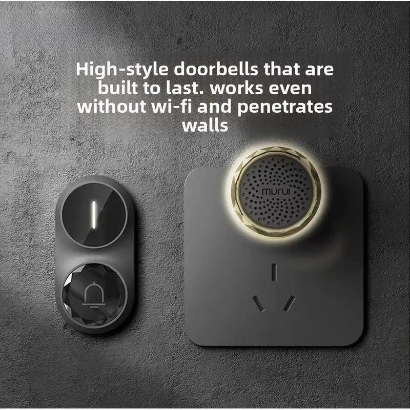 Wireless Doorbell, Plug‑in Receiver Wireless Door Chime for Home, 1‑to‑1 /1‑to‑2 Expandable Door Bell Kit, 110dB 4‑Level Volume, 30M Wall‑Penetrating Long Range, Diamond‑Cut Push Button, Caregiver Pager for Elderly Home Office