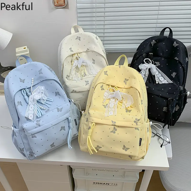 Cute Korean Style Butterfly Backpack for Girls, 3-in-1 Tote Shoulder Bag with Padded Breathable Straps, Ins Trend High Capacity Bookbag for School, Work & Vacation Outfit
