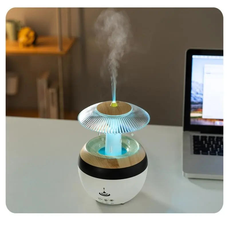 USB Rechargeable Essential Oil Diffuser, 450ML Cloud Humidifier, Raindrop Filter, Colorful LED Lights, Timer, Auto Shut Off, Ultrasonic, Bedroom Office Hotel