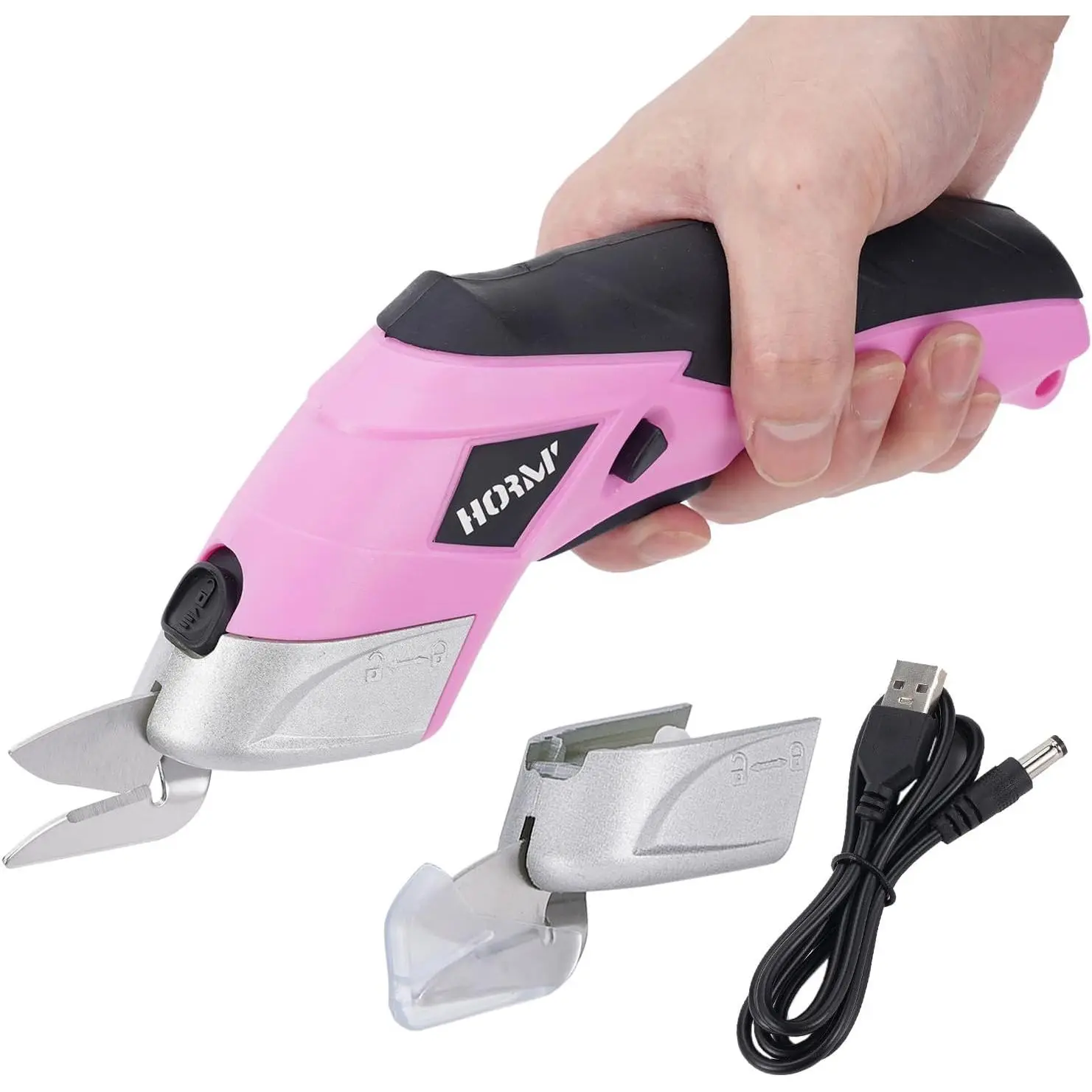 2026 Cordless Electric Scissors,3.7V Fabric Cutter,Equipped with 2 Blades and 1 Charging line,Electric Cardboard Cutter for Fabrics,Cardboard,Carpets (Pink)