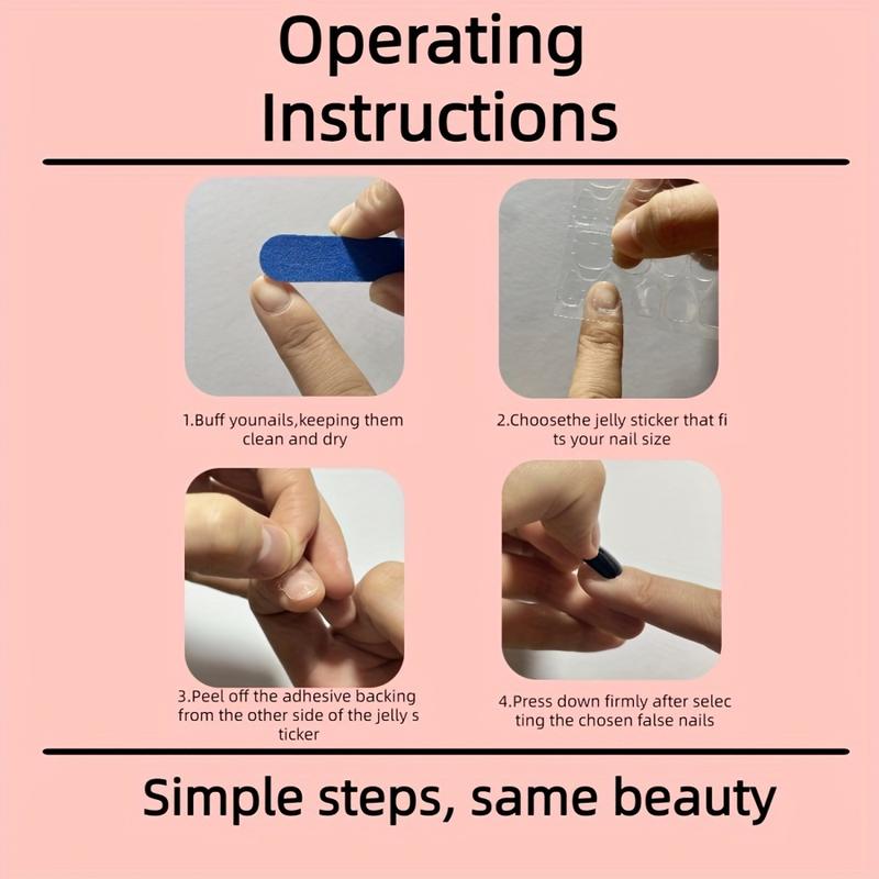 [Fashionable Nail Kit] 2 Pack 48PCS Handmade Pressing Nail and Toe Nail Set |   Pink Square Nails with 3D Rhinestones, Glossy French Pointed Design, Fashionable Nail Kit for Women