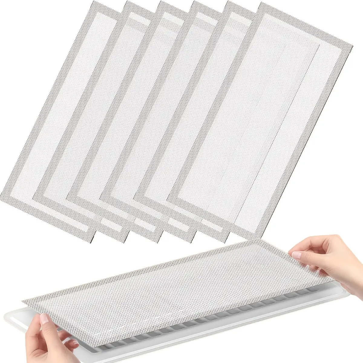 Magnetic Vent Cover 6 Pack for Home HVAC Floor and Ceiling Air Vents Heavy Duty Mesh Screen Bug and Rodent Proof Filter 4x10 Inch Easy Install Clean Dust Control Net White PVC Air Register Cover for Bedroom Office Room Household