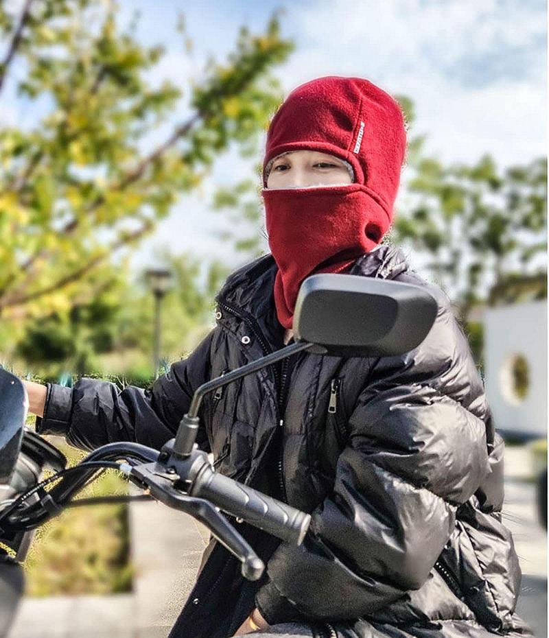 2 in 1 Winter Warm Facemask Cap,Mens Womens Hat Scarf Set Warm Knit Hat Thick Fleece Lined Winter Cap Neck Warmer (US, Alpha, One Size, Medium, Wine red/Black)