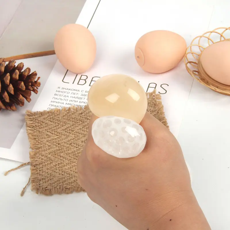 4PCS Realistic Egg Squishy Toys, Soft TPR Squeeze Sensory Toys, Funny Stress Relief Fidget Eggs, Party Favors & Gag Gifts