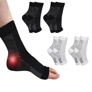 4 Pairs Open Toe Compression Socks, Unisex, with Arch Support, for Relief of Swelling, Achilles Tendonitis, Heel Pain & Plantar Fasciitis, Ankle Compression Sleeves sport comfortable athletic