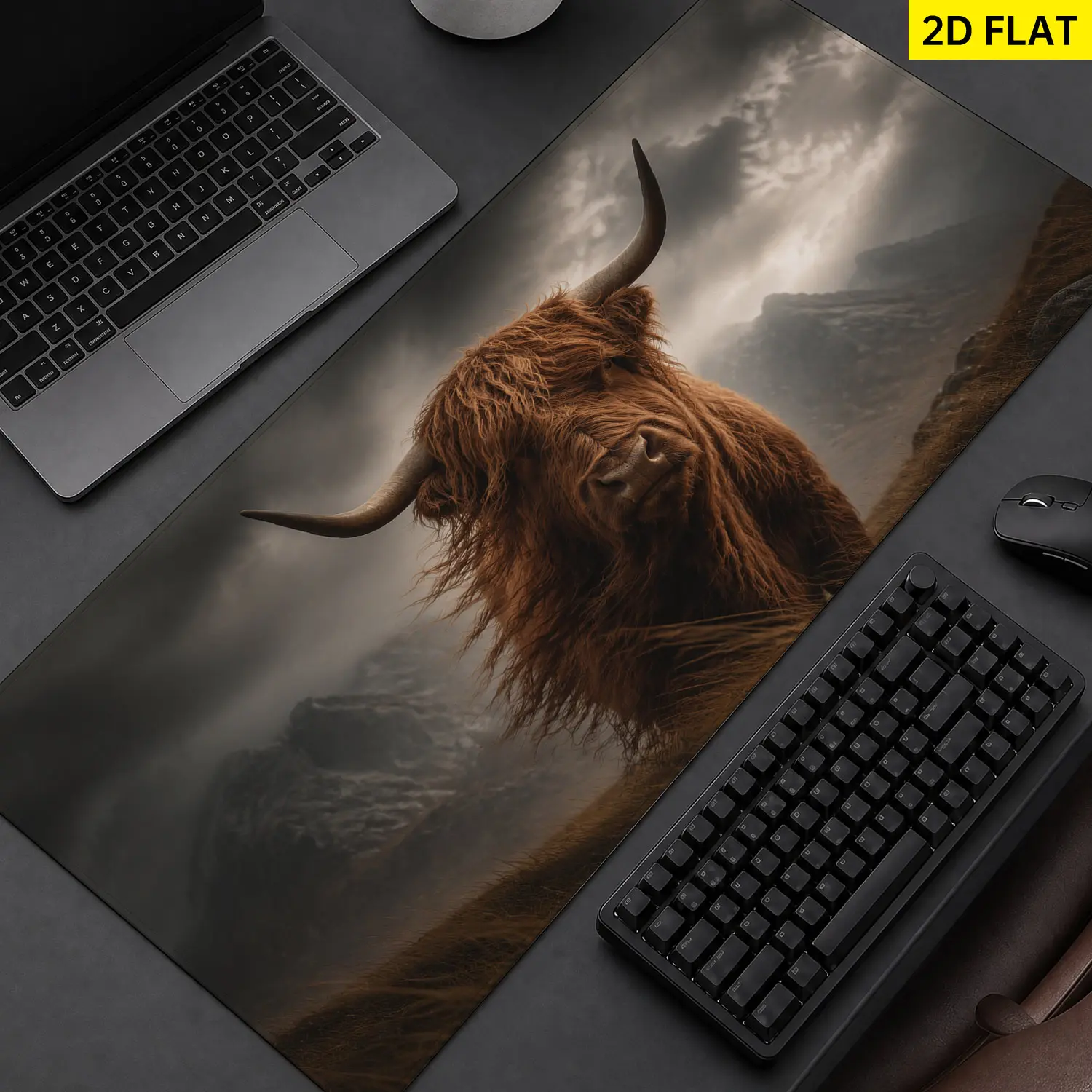 Extra Large Highland Cow Mountain Landscape Mouse Pad,Non Slip Rubber Pad,Desktop Decoration Drotection Pad,Washable,Lock Edge Multi Size,Premium Multipurpose Mousepad For Office,Gaming,Gift for Family and Friends