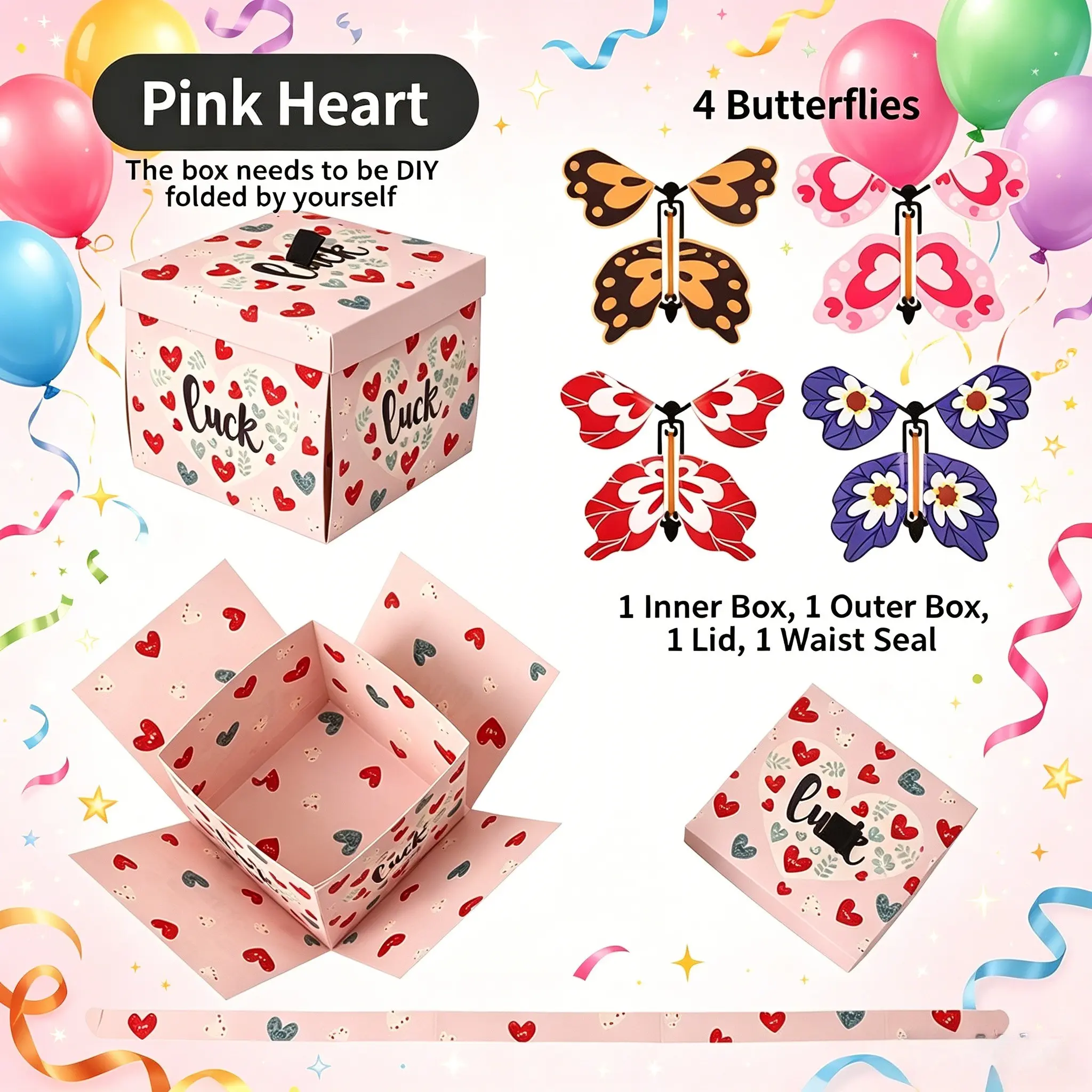 1pc Bouncing Butterfly Explosion Gift Box, Creative Surprise Gift Box, Birthday Party Decoration, Valentine's Day Romantic Gift