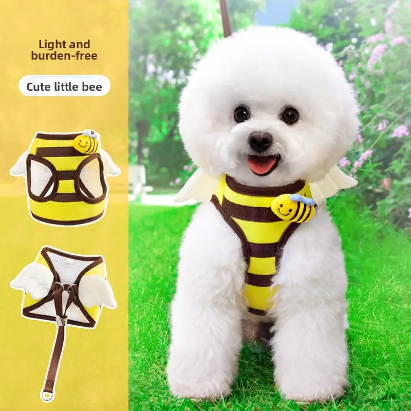 Dog leash small and medium dog harness summer vest style dog walking leash Shiba Inu anti-choke breathable harness dog leash