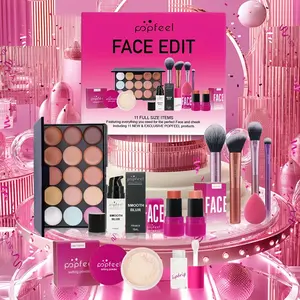 All-round POPFEEL makeup gift set with 12 kinds of cosmetics from primer to lipstick & eyeshadow, long-lasting waterproof coverage. Packed in portable makeup bag, perfect for makeup beginners, daily use and holiday presents.