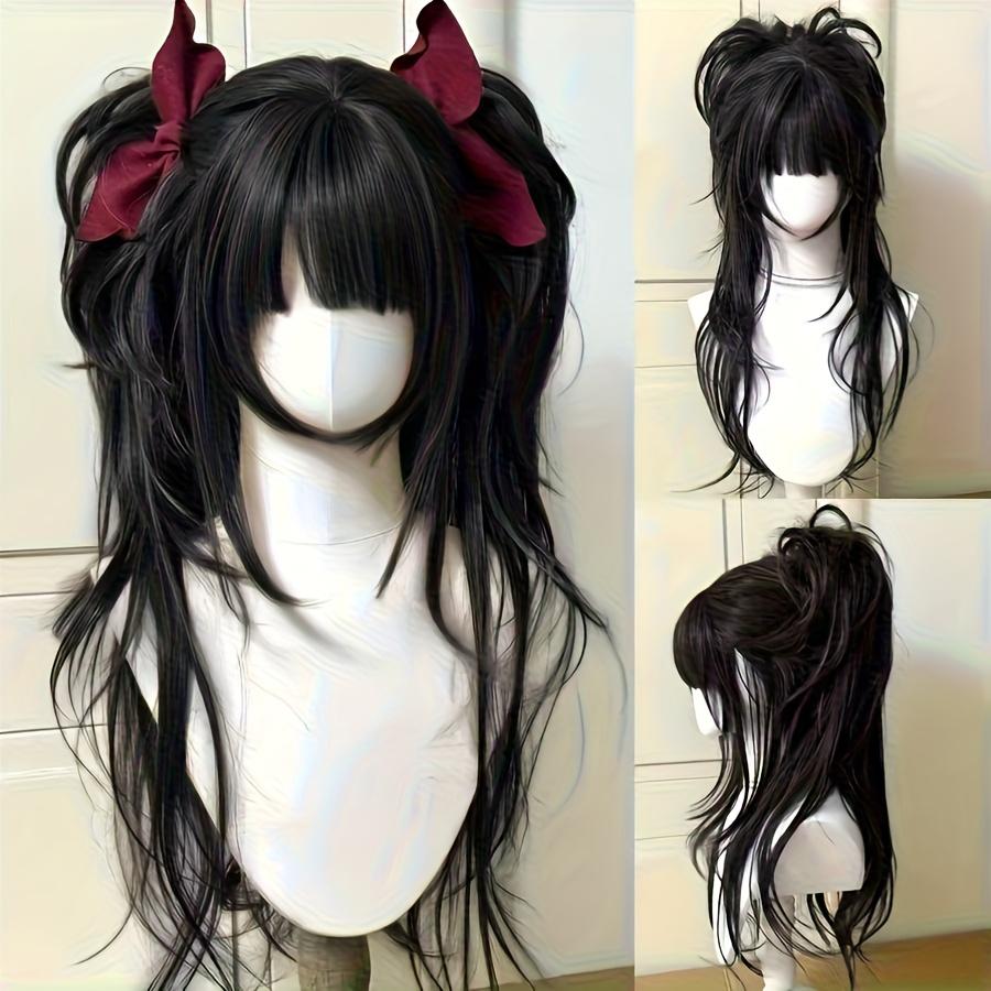Lolita style hairstyle high-level double ponytail headgear cosplay wig woman cute anime wig long curly hair for Halloween