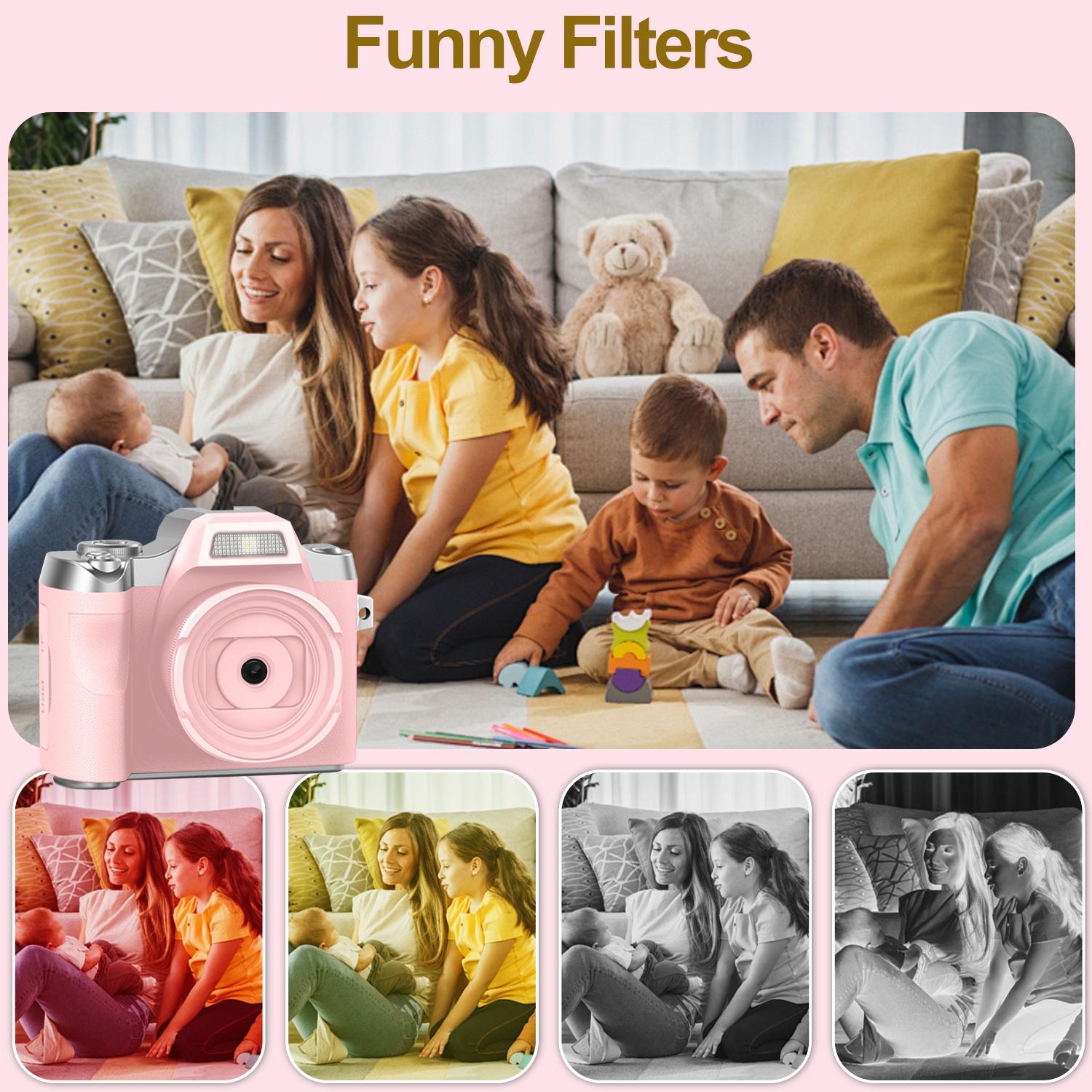 Mini digital camera with high-definition screen，rechargeable retro appearance，equipped with 32GB memory card，suitable for outdoor travel，high-definition video recording，making memories more exciting