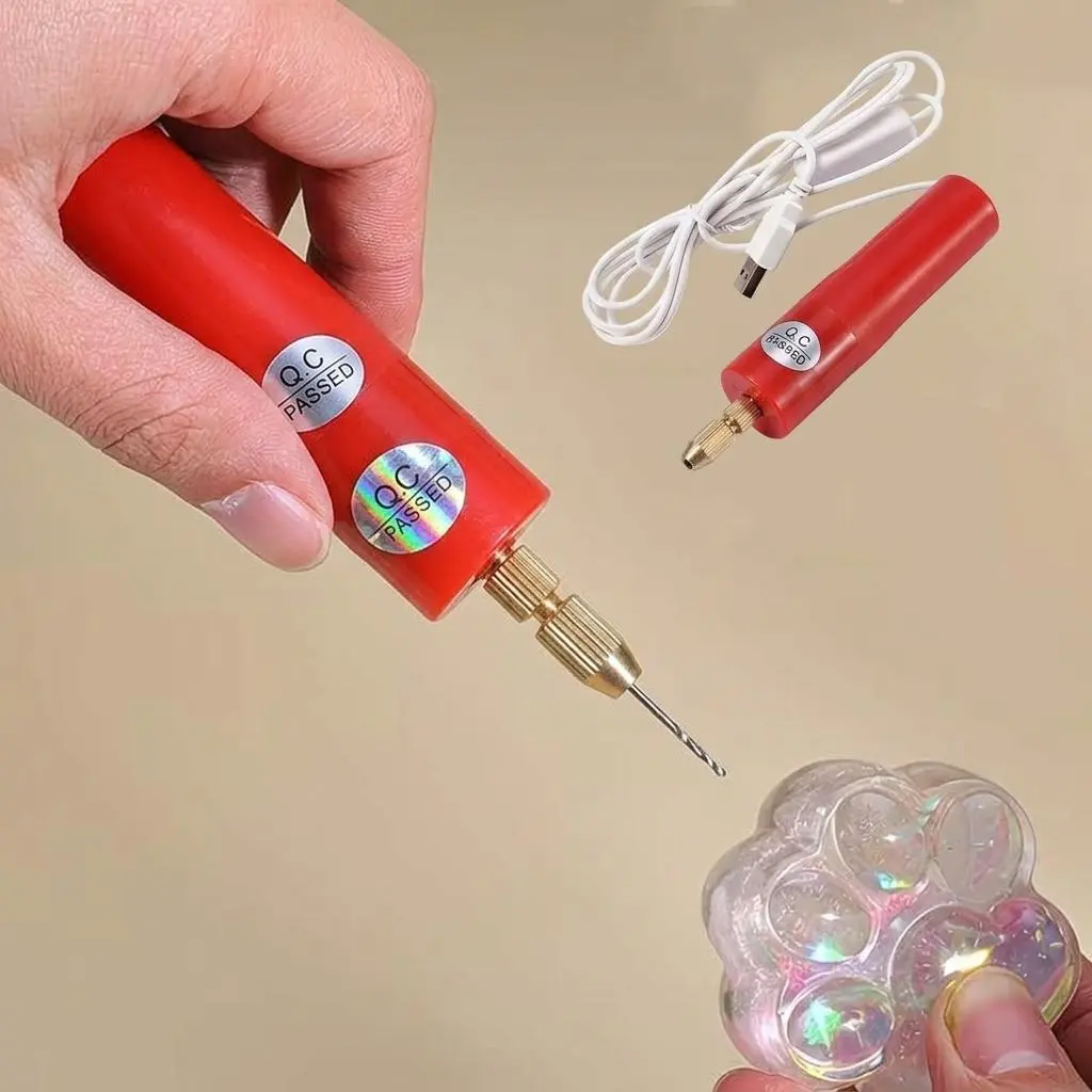 Mini Electric Handheld Drill + Bits Set, 0.7-1.2mm Drill Bits Including 1pcs 0.9mm, Quick Change Chuck, Easy Operation, Convenient Switch, Ultra-Long Power Cable, 1 Wrench for Resin Jewelry Making, DIY Projects, 1 Set