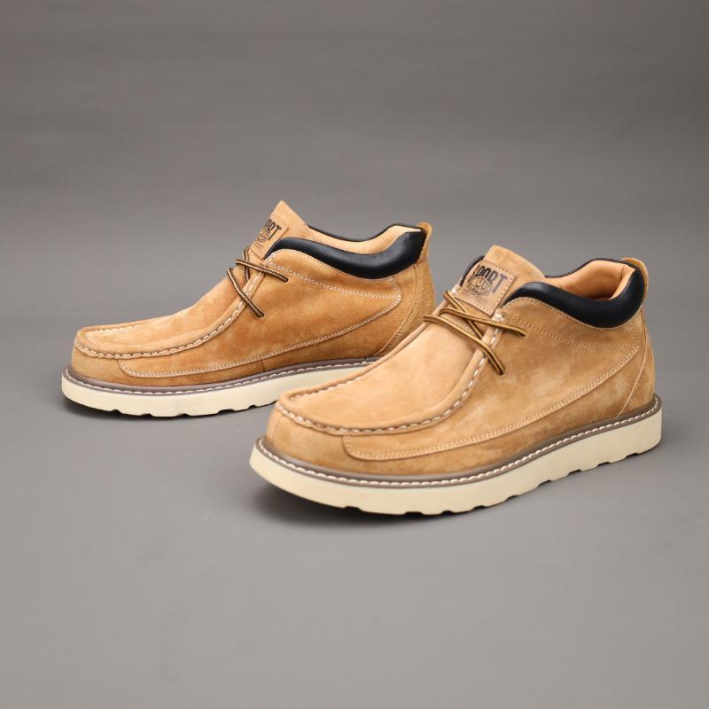 Men’s Oxford Derby Ankle Boots – Faux Leather, Suede Lining, Rubber Sole, All-Season Comfort Lace Brownness Boy Walking Shoes