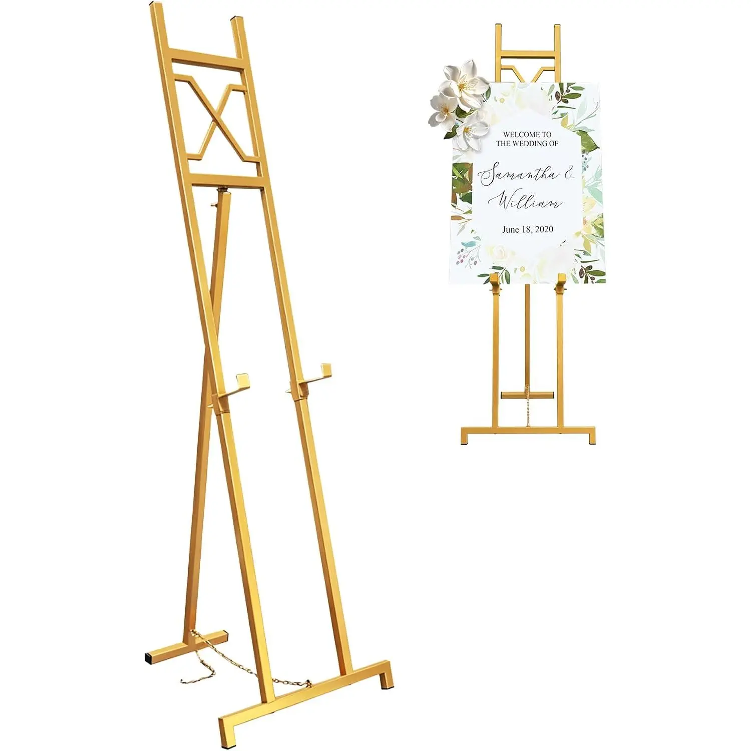 Easel Stand, 13.5" x 53.5" Adjustable Height Metal Easel Display Stand, Square Tube
