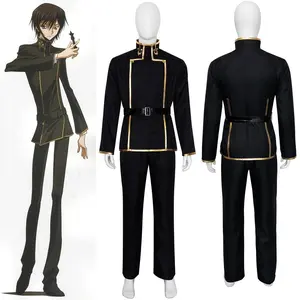 Code Geass Lelouch Lamperouge Suzaku Kururugi Cosplay Costume Ashford Academy School Uniform Anime Black Outfit