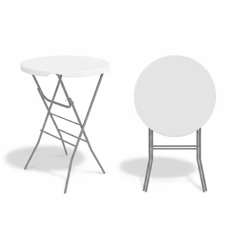 GARVEE 32" Round Bar Height Foldable Table - Stand-Up Home Bar Furniture with HDPE Plastic Board, Sturdy Construction, Metal Lock Legs, Stain & UV Resistance, Modern Fold-Out Design for Indoor, Patio Use