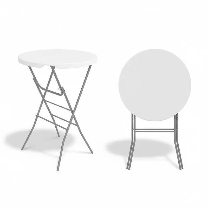 GARVEE 32" Round Bar Height Foldable Table - Stand-Up Home Bar Furniture with HDPE Plastic Board, Sturdy Construction, Metal Lock Legs, Stain & UV Resistance, Modern Fold-Out Design for Indoor, Patio Use