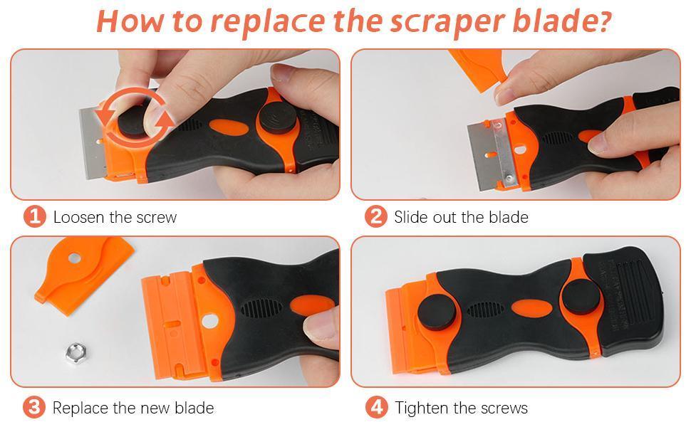 Razor Blade Scraper Tool, Cleaning Razor Scraper for Glass, Glass Top Stove Scraper for Oven Door, Razor Scraper Gift for Women, 2-in-1 Scraper Tool Set with 20Pcs Razor Blades for Removing Window Labels  Decals, Stickers, Caulk, Adhesive Removal