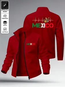 Men's Spring Summer Outerwear, Mexican Heartbeat Guitar Print Lapel Jacket, Soft Lightweight Comfortable, Multi-Color Fashion Casual Wear