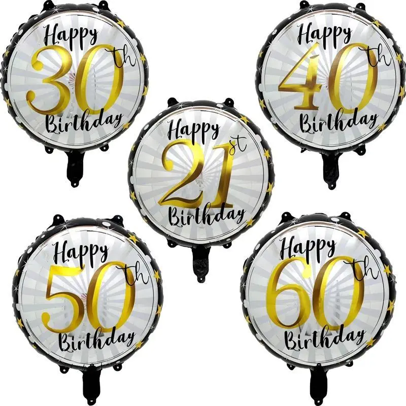 Rubber 18 in Celebratory Birthday Balloons, 5pcs Set for 21st-60th Birthday Parties, Home & Garden Decorations