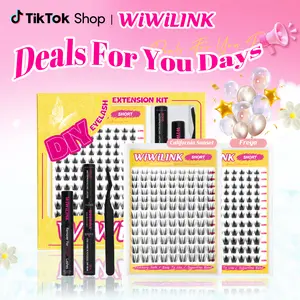 WiWiLink Short Manga Lashes, California Sunset Short, Freya Short | Cluster C/D Curl  Extension Kit | 8-14mm Lash Clusters with Bond, Seal, Remover - Ultra-Thin Transparent Bands |  Magic Anime False Eyelash Extension Kit dealsforyoudays
