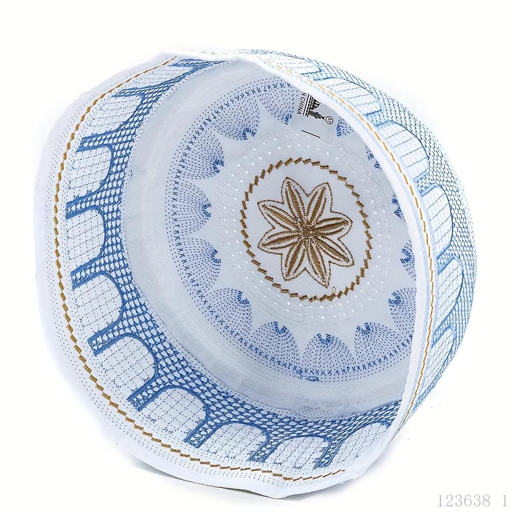 A 4pcs Set Of Kufi Hats In Yellow, White, Black, And Blue for The Month Of Ramadan And Eid Celebrations In Saudi Arabia.