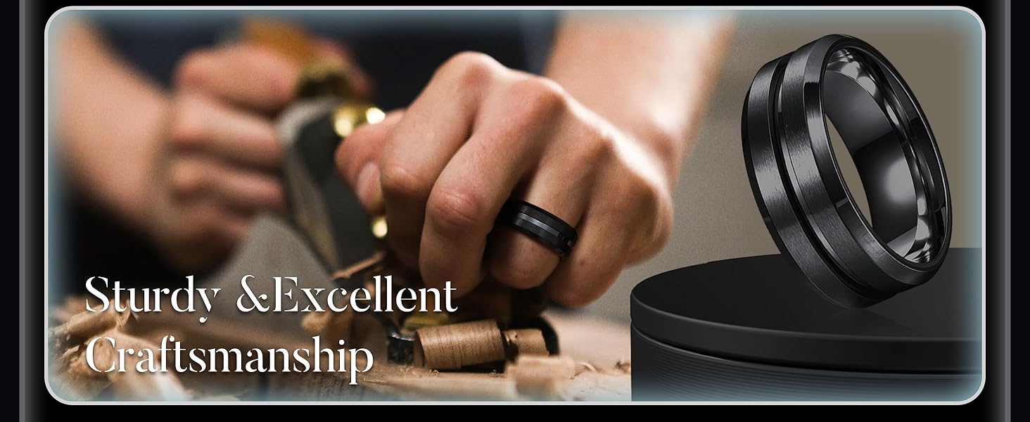 YADOCA Stainless Steel Rings for Mens Wedding Band Silver Black Fidget Ring Anxiety Relief Simple Engagement Promise Wedding Rings for Men and Women