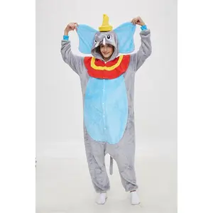 Gray Dumbo Onesies For Adults Anime Cosplay Costume Elephant Pajamas Adults One Piece Carnival Pyjamas Hooded Sleepwear