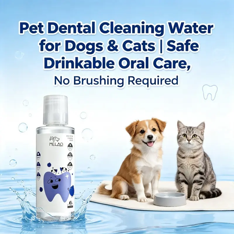 Pet Dental Cleaning Water for Dogs & Cats, Safe Edible Mouth Rinse, Freshens Breath Reduces Plaque, Add to Drinking Water, No Brushing Needed Oral Care