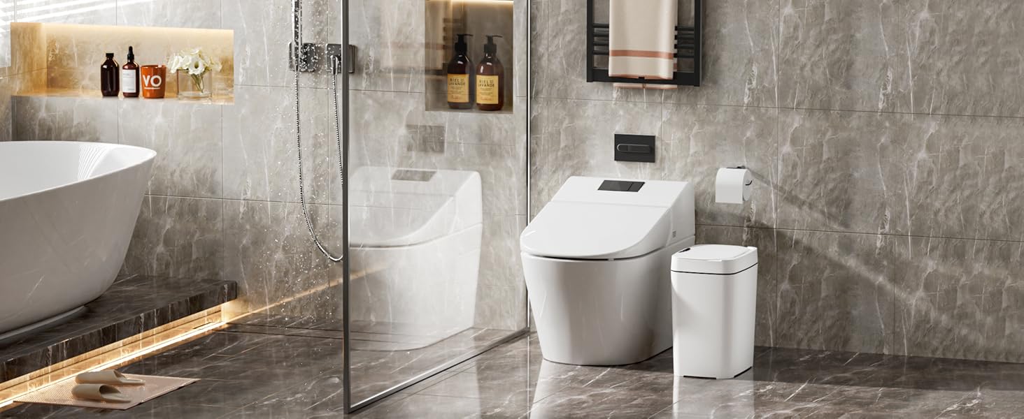 J.C 2 Pack 2.7 Gal Bathroom Trash Can with Lid, Automatic Trash Can Small Garbage Can Touchless, Slim Motion Sensor Waterproof Plastic Trash Bins for Bedroom Office Kitchen Toilet J.C 2 Pack 2.7 Gal Bathroom Trash Can with Lid, Automatic Trash Can Small Garbage Can Touchless, Slim Motion Sensor Waterproof Plastic Trash Bins for Bedroom Office Kitchen Toilet