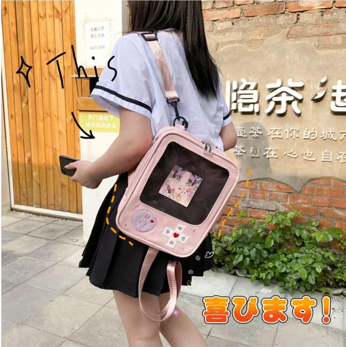 Y2K Cute Clear ItaBag Women's Lolita Backpack Kawaii Girl Shoulder Bag DIY Display Transparent Pocket Japanese Doll Tote Handbag